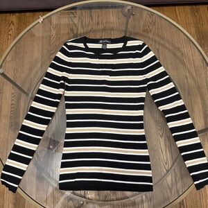 INC gold, black, white, long sleave sweater